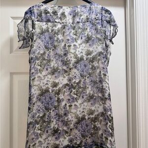 Guess by Marciano Floral Sheer Top - Purple and Black